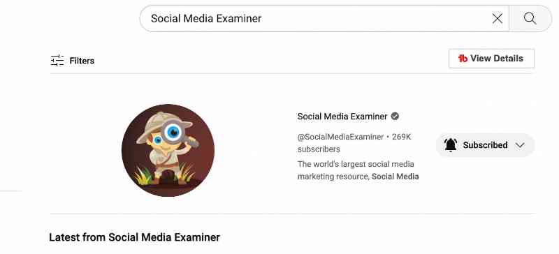 Youtube Channel by Social Examiner